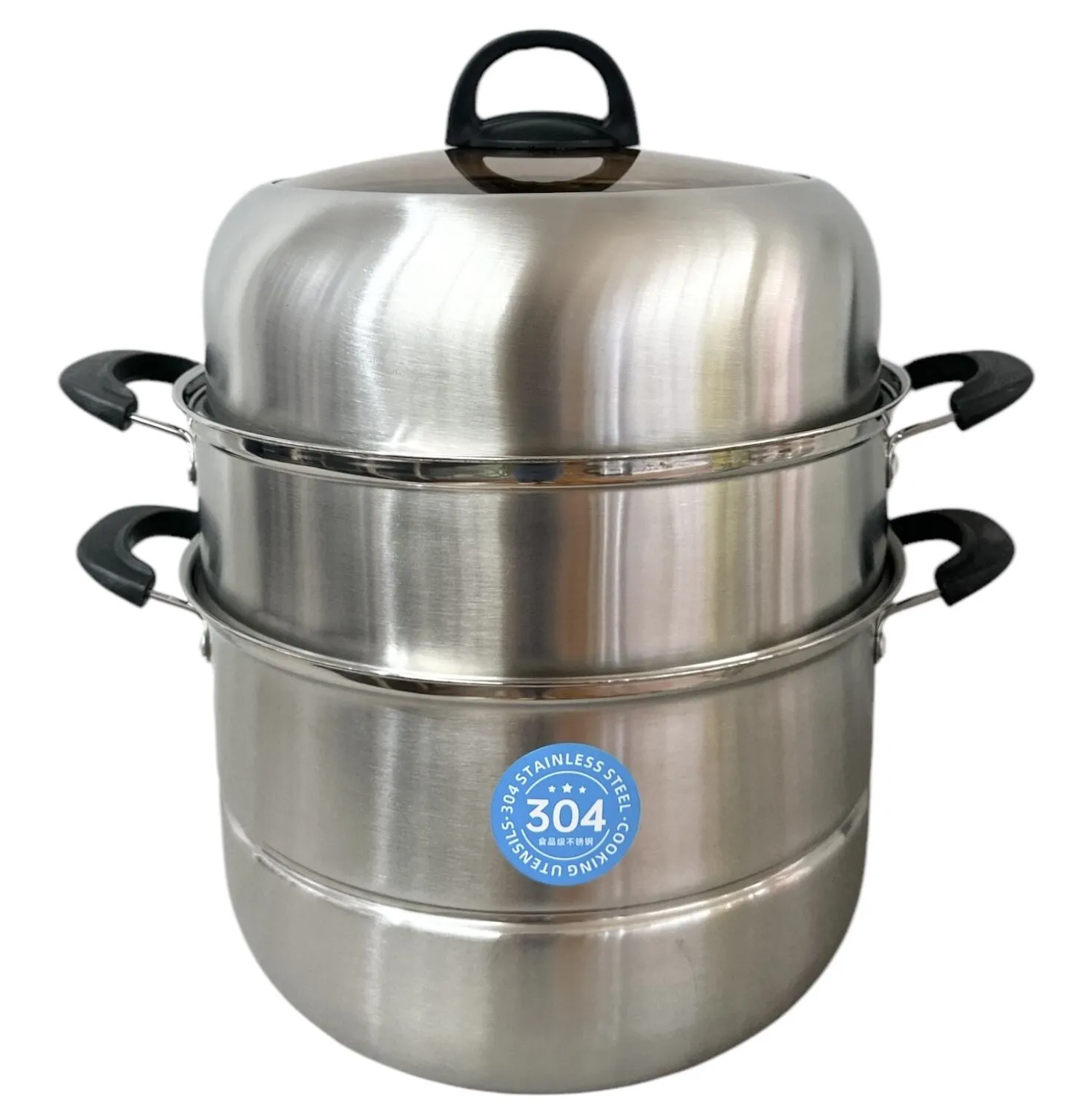 30cm 3-Tier Stainless Steel Food Steamer with Glass Lid – Durable & Multi-Layer Cooking Pot