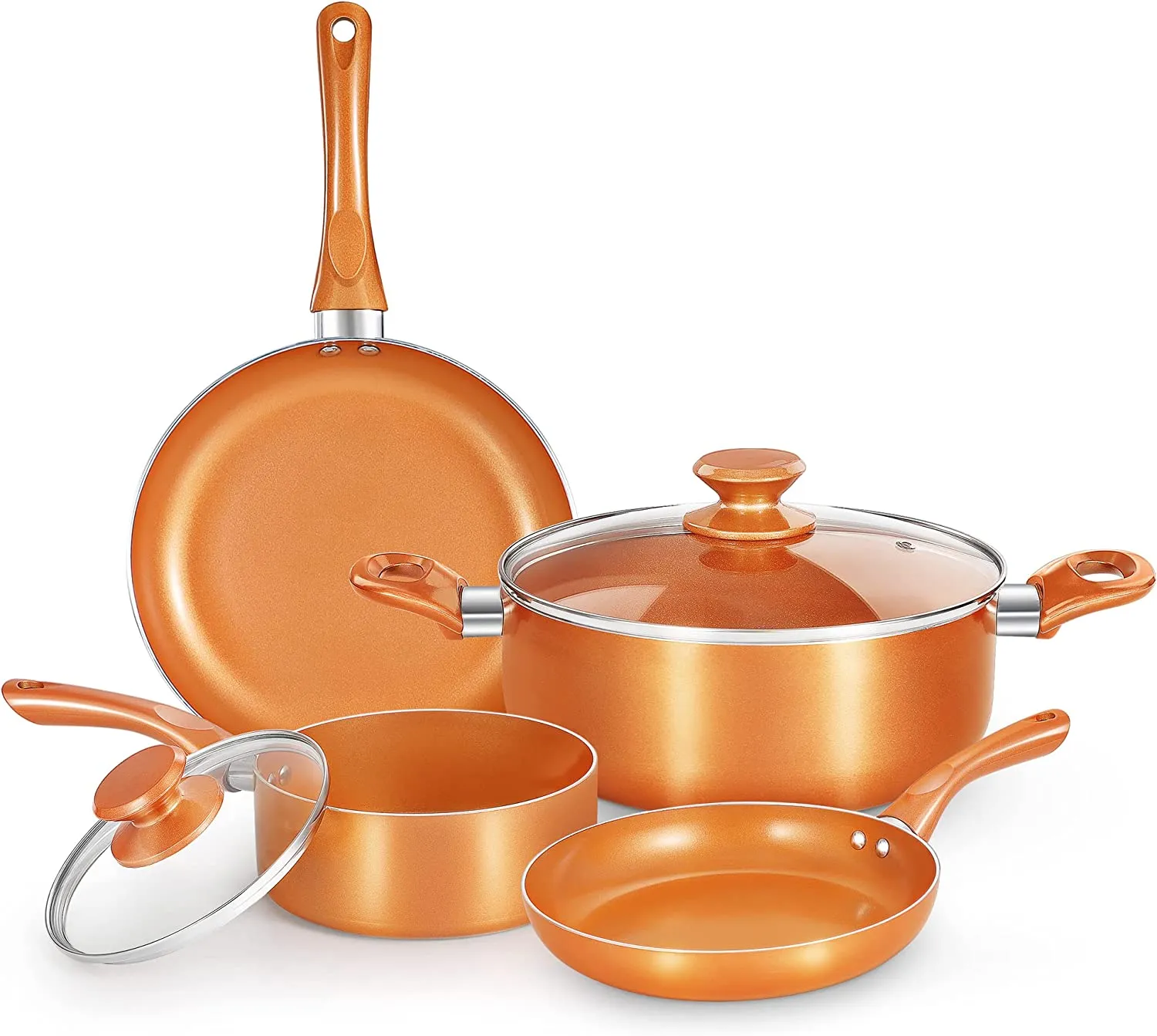 6 Pieces Pots and Pans Set,Aluminum Cookware Set, Nonstick