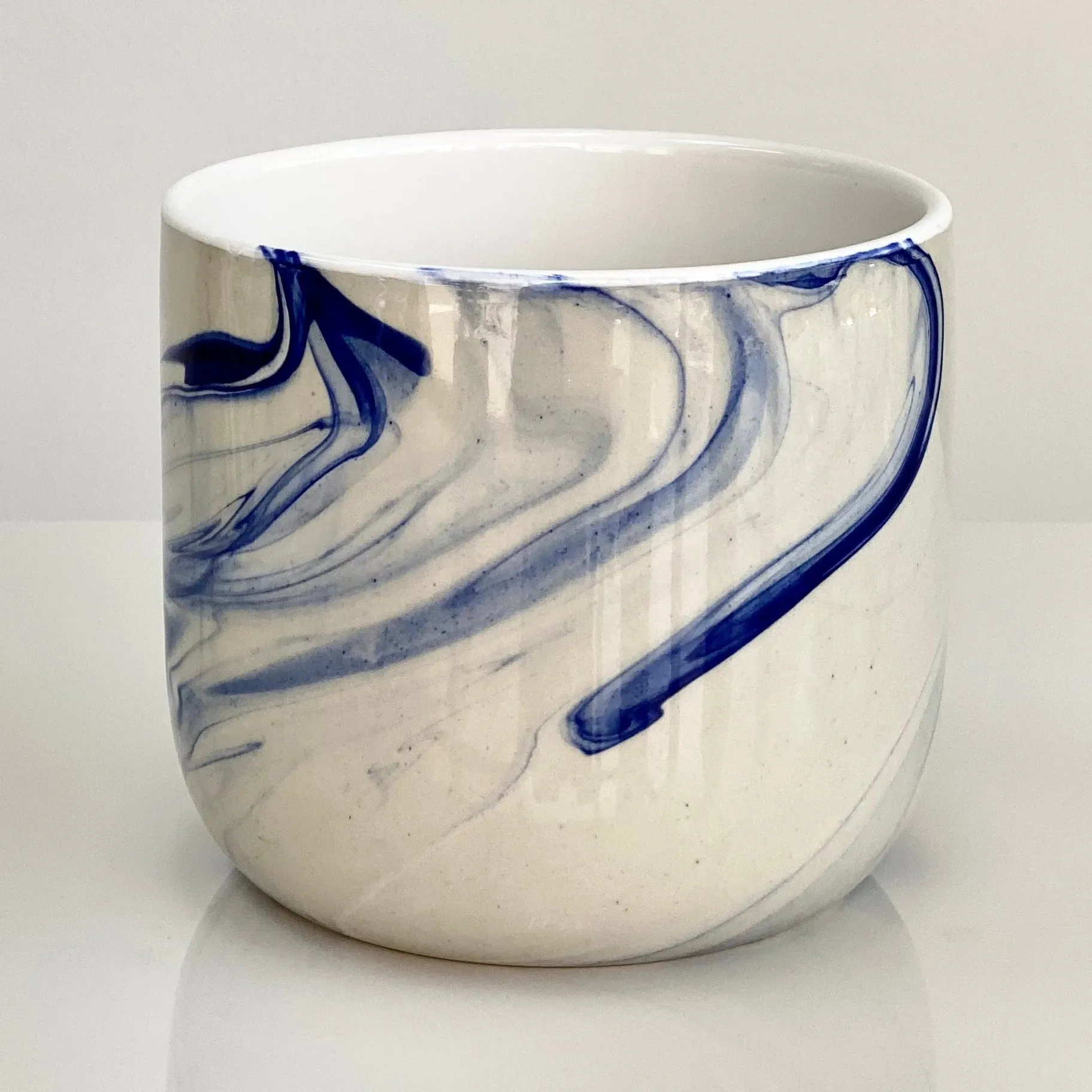 Ceramic Round Pot Abstract Blue Design