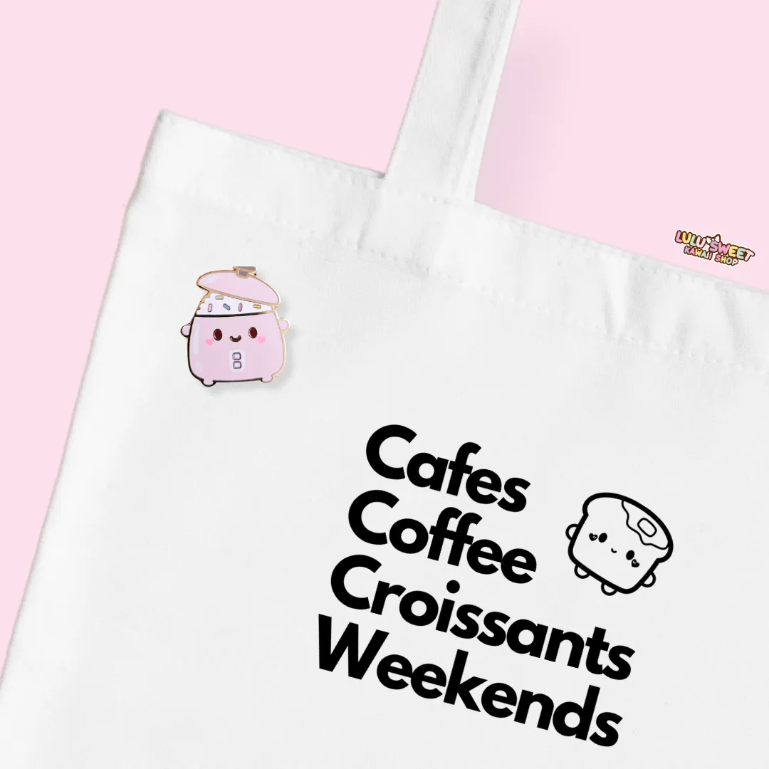 Cute Rice Cooker Enamel Pin