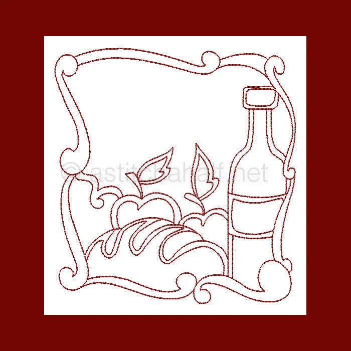 Food and Wine Redwork Combo