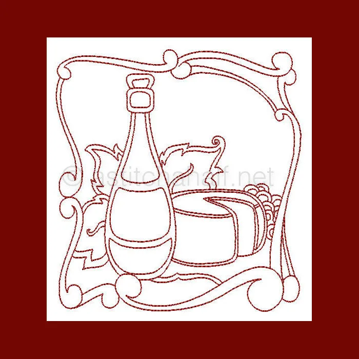 Food and Wine Redwork Combo