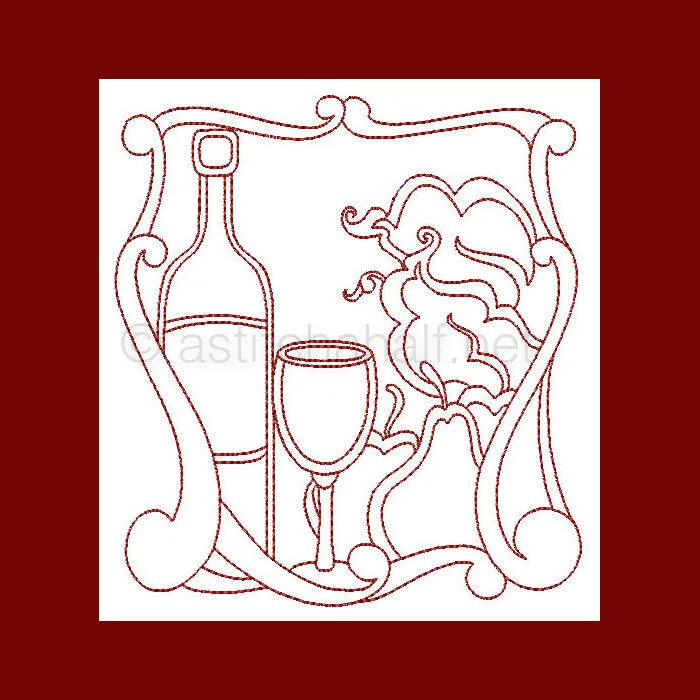 Food and Wine Redwork Combo