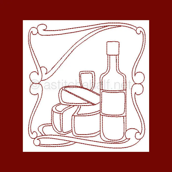 Food and Wine Redwork Combo