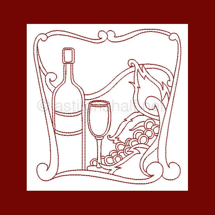 Food and Wine Redwork Combo