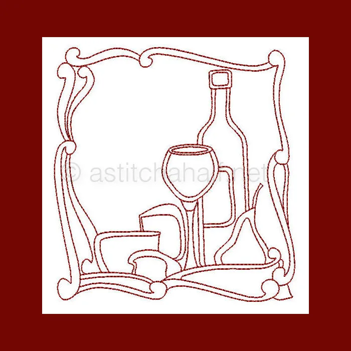 Food and Wine Redwork Combo