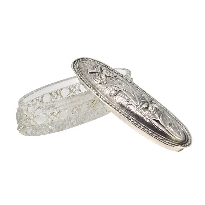 Glass & Silver Dressing Table Pot
