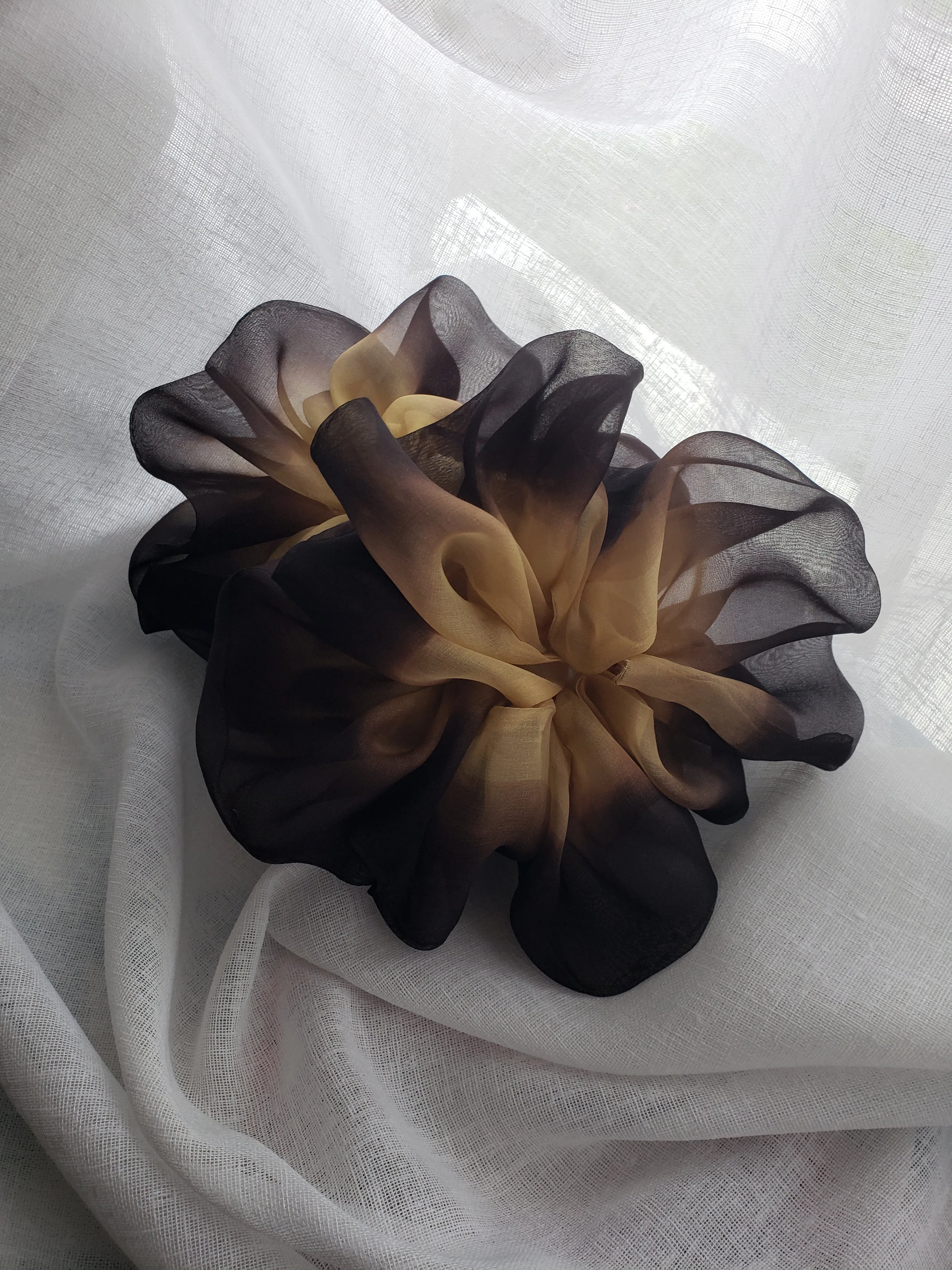 Mega Scrunchie Hand Dyed Gold Brown