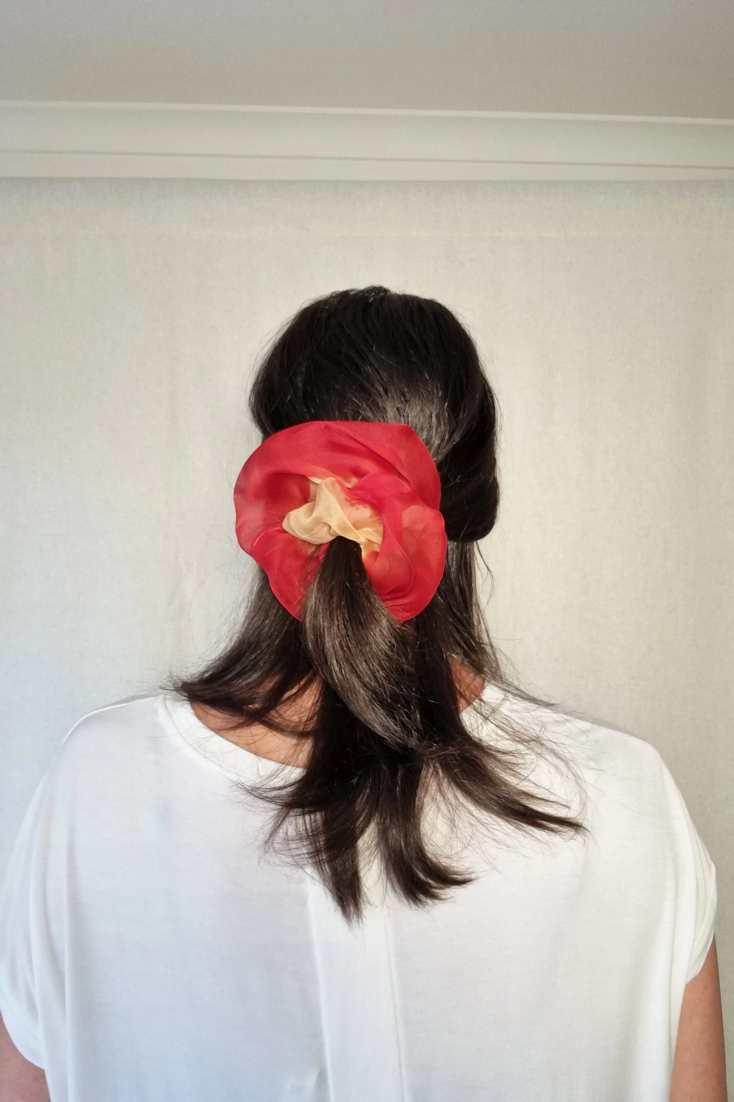 Mini Scrunchie In Gold Red Duo