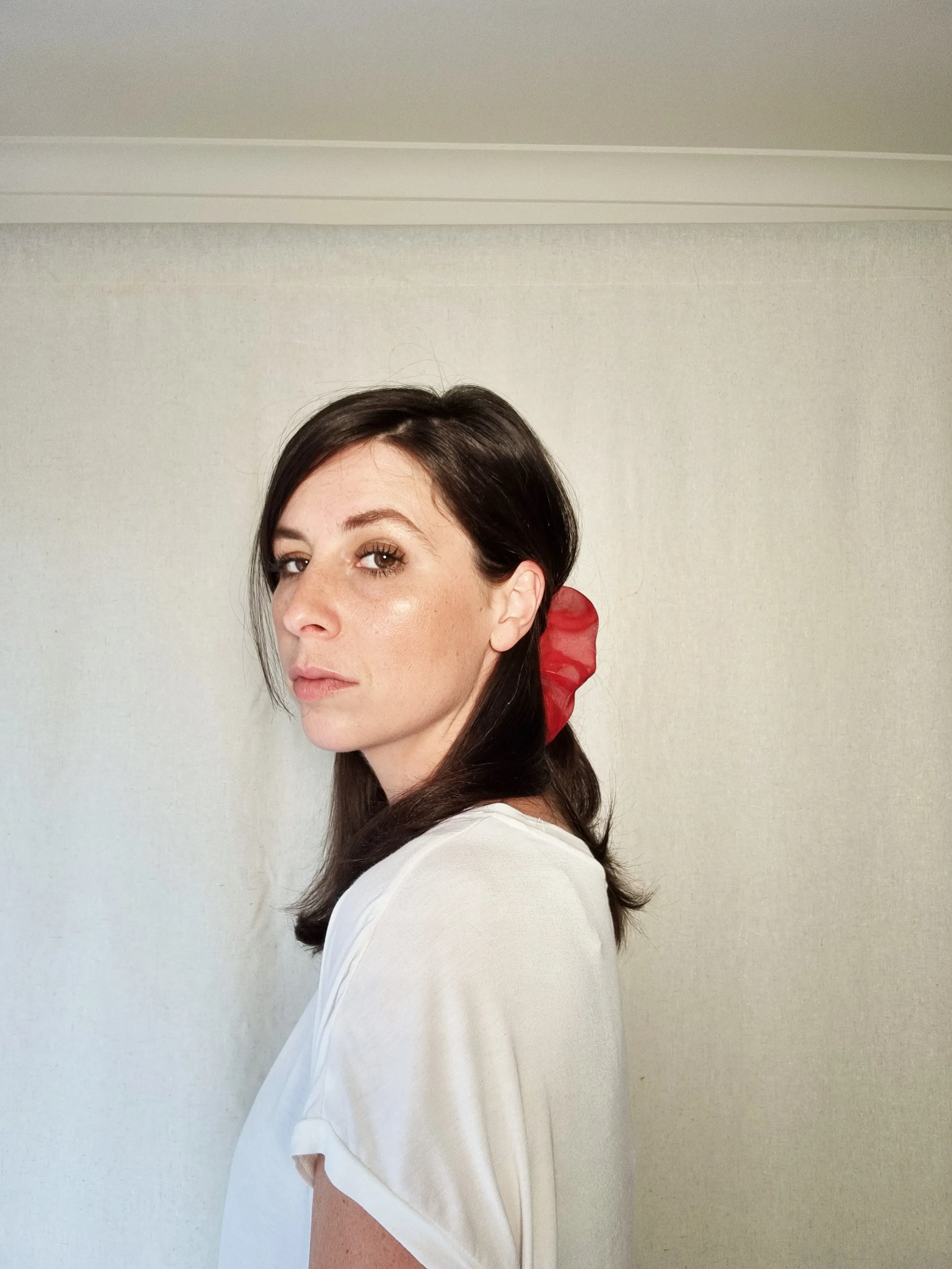 Mini Scrunchie In Gold Red Duo
