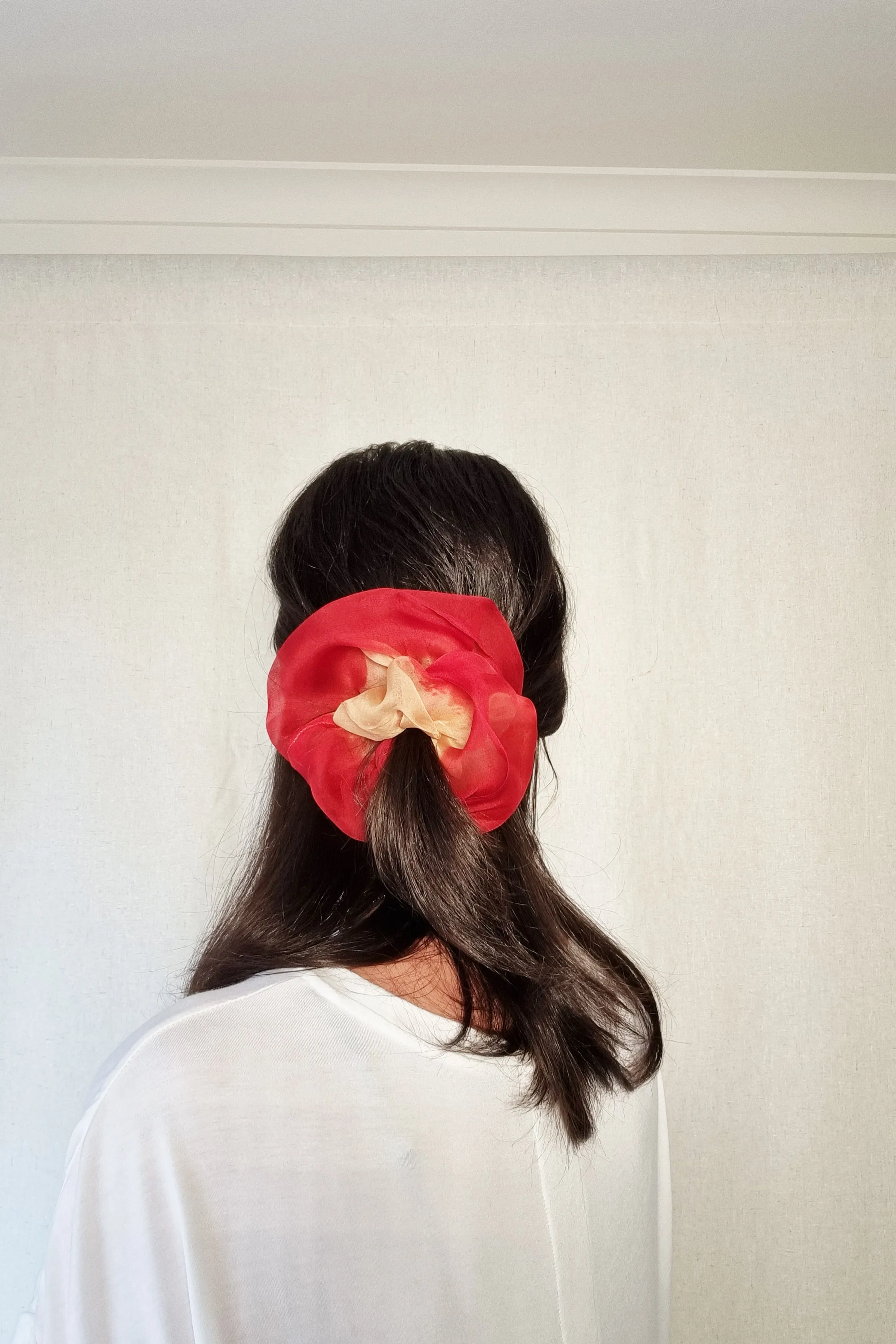 Mini Scrunchie In Gold Red Duo