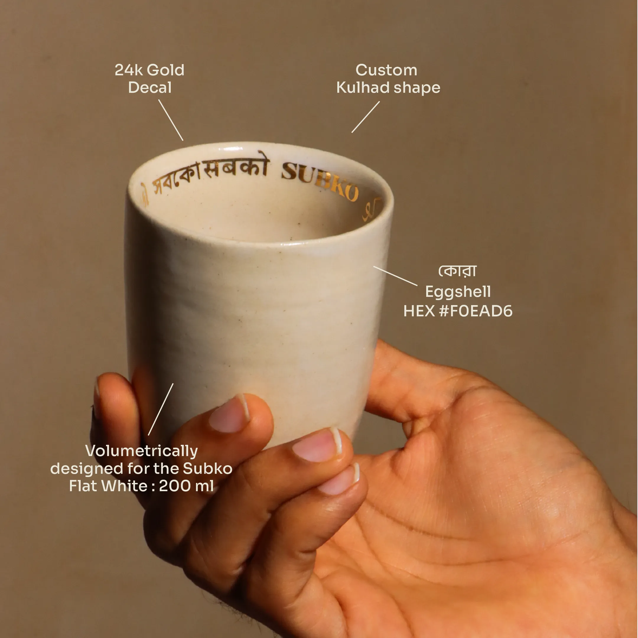 Subko x Sienna: Ceramic Ware - Flat White (200 ML)